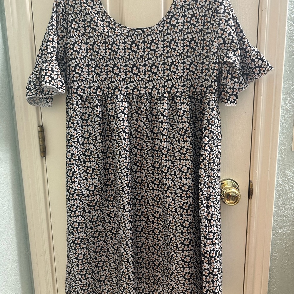 Floral Black and White Dress